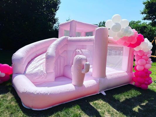 Inflatable White Bounce House Professional Jumping Bouncy Castle Bouncer for Wedding Party with Air Blower Balloons Carrying Bag Repair kit 13*13*9.18ft（4*4*2.8m）