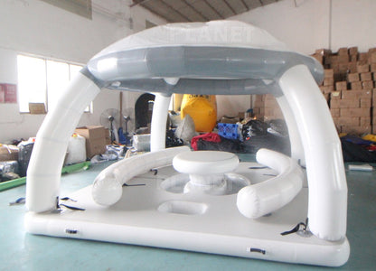Inflatable Water Leisure Platform Dock Inflatable Floating Island with Tent Water Entertainment Equipment