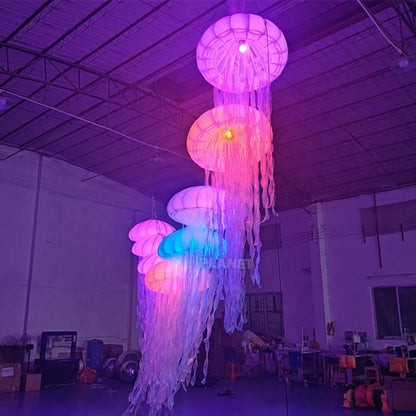 Giant Inflatable Jellyfish Lamp 3.3 * 8.3FT with 16 Colors LED Lighting for Party, Bar, Event Wedding Decoration Inflatable Jellyfish Lighting (3Pcs)