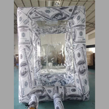Inflatable Money Machine Large Cash Grab Booth with air Blower Inflatable Cash Cube Machine Party Event with 2 Blower