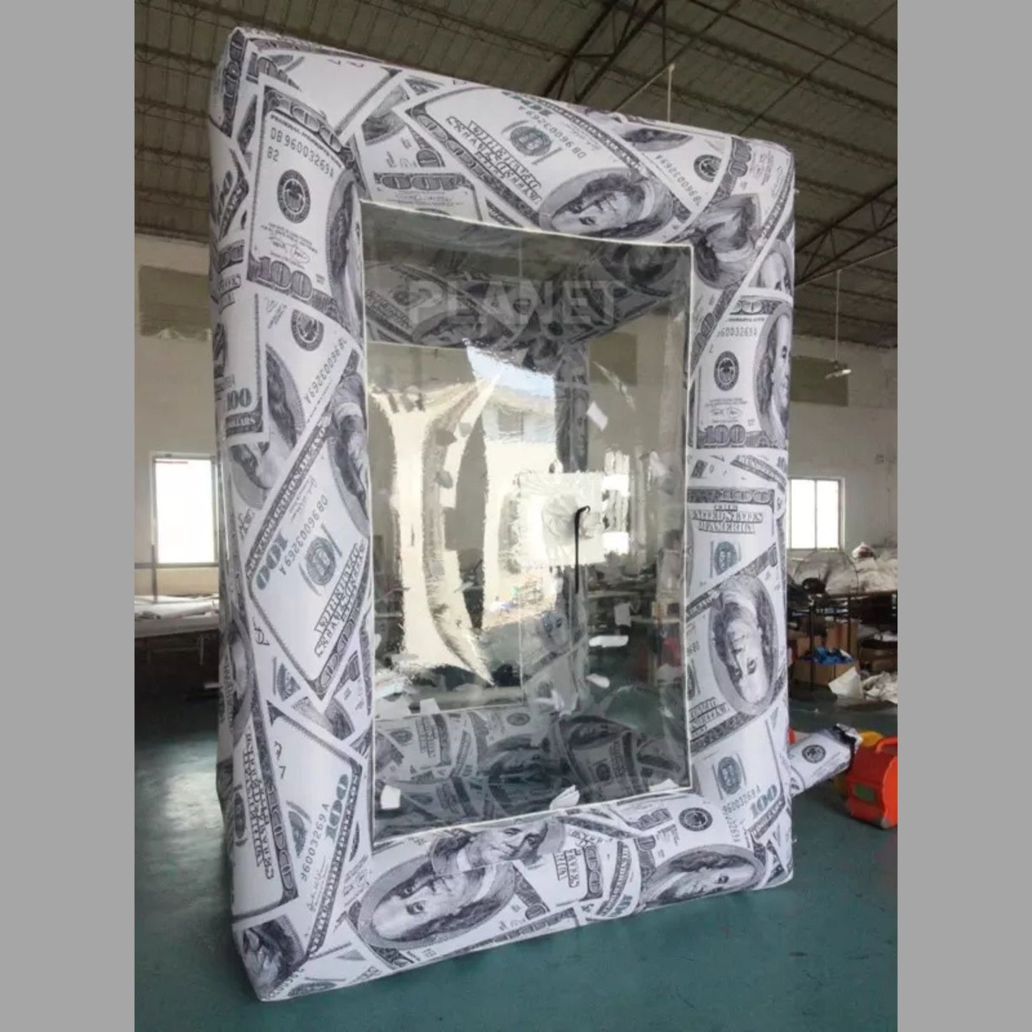 Inflatable Money Machine Large Cash Grab Booth with air Blower Inflatable Cash Cube Machine Party Event with 2 Blower