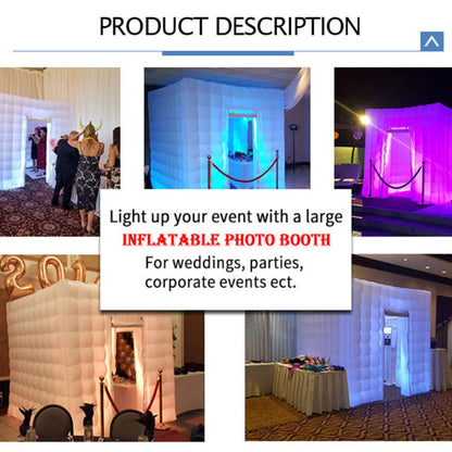 Inflatable Photo Booth with LED Light for Event Weddings Photo Booth Two Doors with Inner Air Blower and Remote Controller for Event Weddings Photo Booth