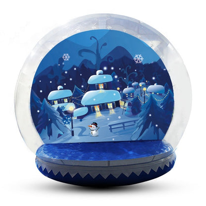 Inflatable Snow Globe 10ft Christmas Decoration Transparent Bubble Tent with Printed Background, Blower and Pump, Repair kit