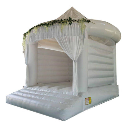 Inflatable White Bounce House Professional Jumping Bouncy Castle Bouncer for Wedding Party with Air Blower 13*13*16.4ft（4*4*5m）