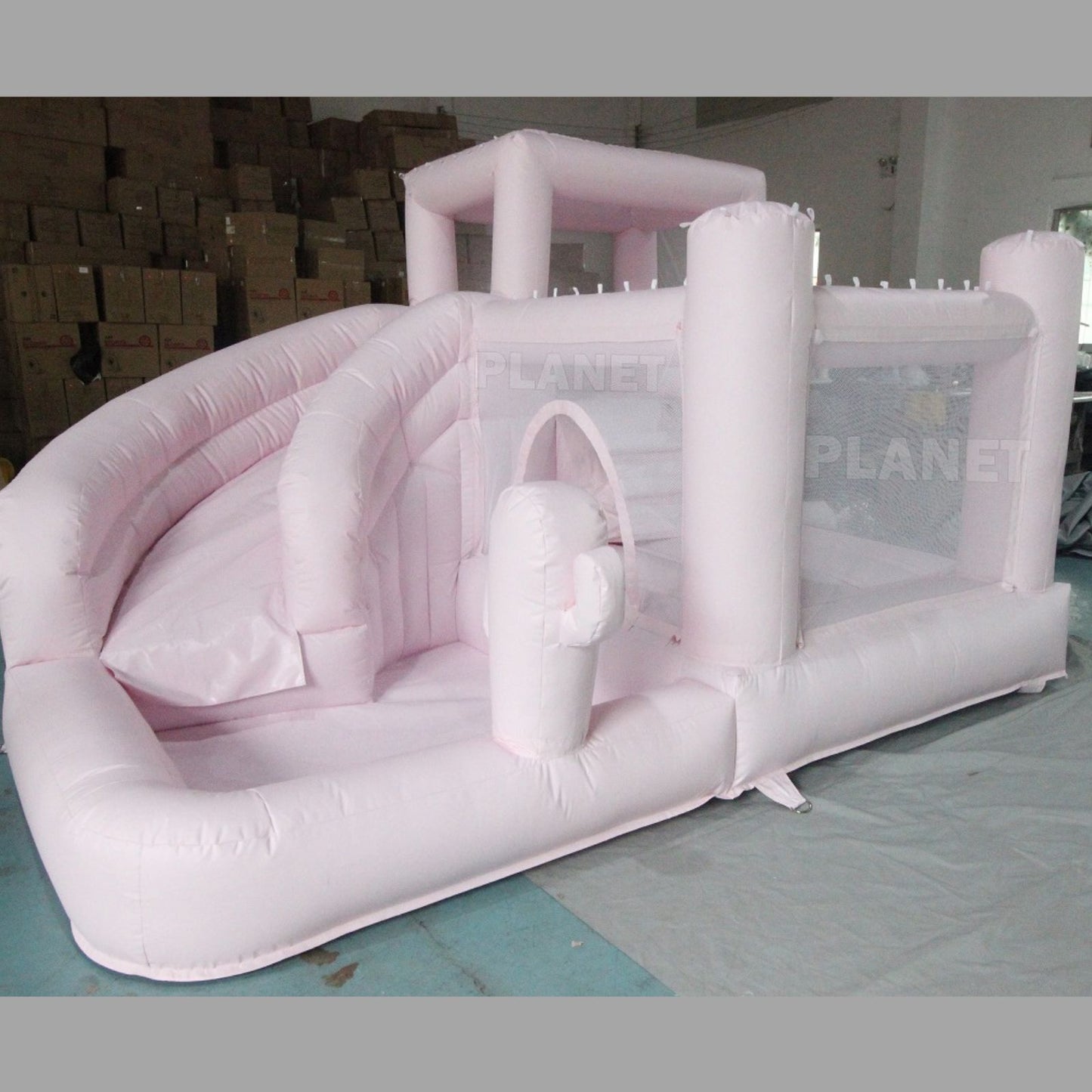 Inflatable White Bounce House Professional Jumping Bouncy Castle Bouncer for Wedding Party with Air Blower Balloons Carrying Bag Repair kit 13*13*9.18ft（4*4*2.8m）