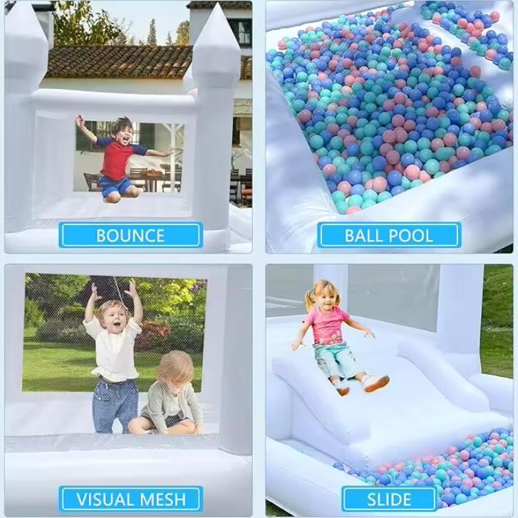 Family Use Kids Bouncy Castle White Bounce House Inflatable Jumping Bouncer With Ball Pit