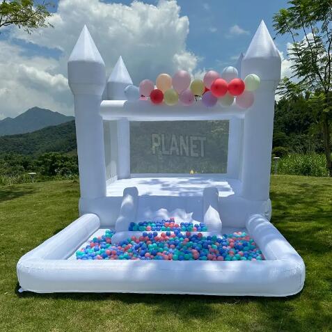 Family Use Kids Bouncy Castle White Bounce House Inflatable Jumping Bouncer With Ball Pit