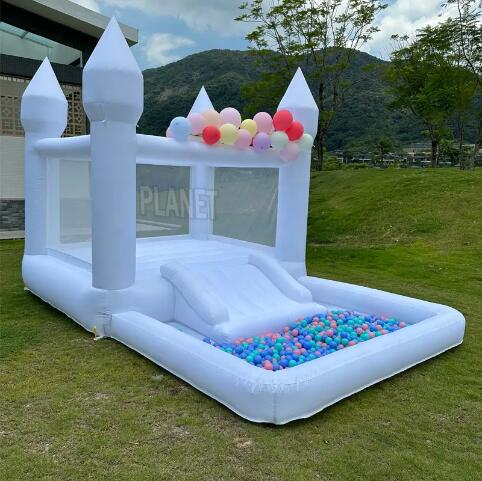 Family Use Kids Bouncy Castle White Bounce House Inflatable Jumping Bouncer With Ball Pit