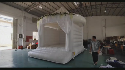 Inflatable White Bounce House Professional Jumping Bouncy Castle Bouncer for Wedding Party with Air Blower 13*13*16.4ft（4*4*5m）