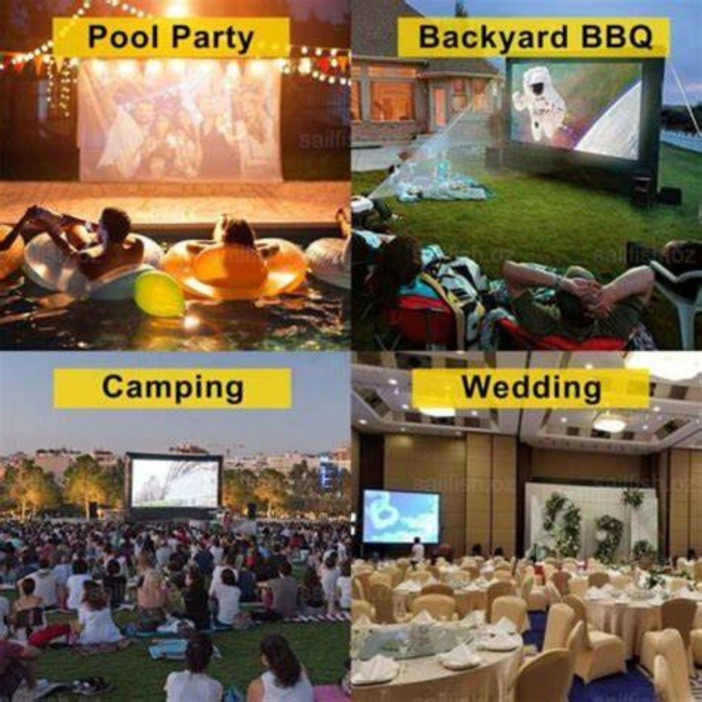 Inflatable Projector Screen 14ft for Front and Rear Projection Blow up Mega Movie Screen for Outdoor Movies Storage Bag and Blower