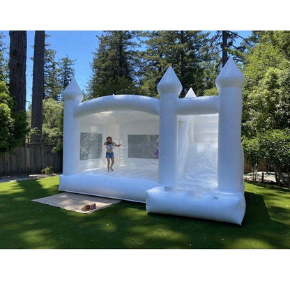 Inflatable White Bounce House Professional Jumping Bouncy Castle Bouncer for Wedding Party with Air Blower 5*3.5*3m（16.4*11.5*10ft））